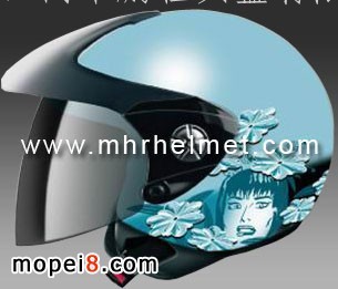 OF518摩托车头盔 哑浅兰 兰水仙花头盔