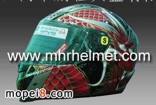 FF359摩托车头盔 黑红龙花 玻璃钢全盔