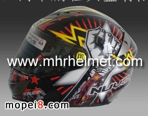 FF359摩托车头盔 闪光黑红闪电花摩托车全盔
